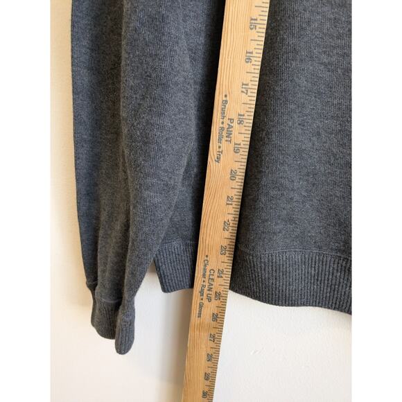 Cremieux Men's Sweater Quarter Zip Gray Brown Elbow Patches High Collar Size L - Picture 5 of 10